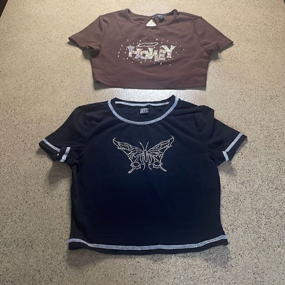 Bundle of 2 Cropped Jeweled Tops XS